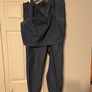 Forever 21 Pinstripe Denim Two Piece Outfit Size 2X